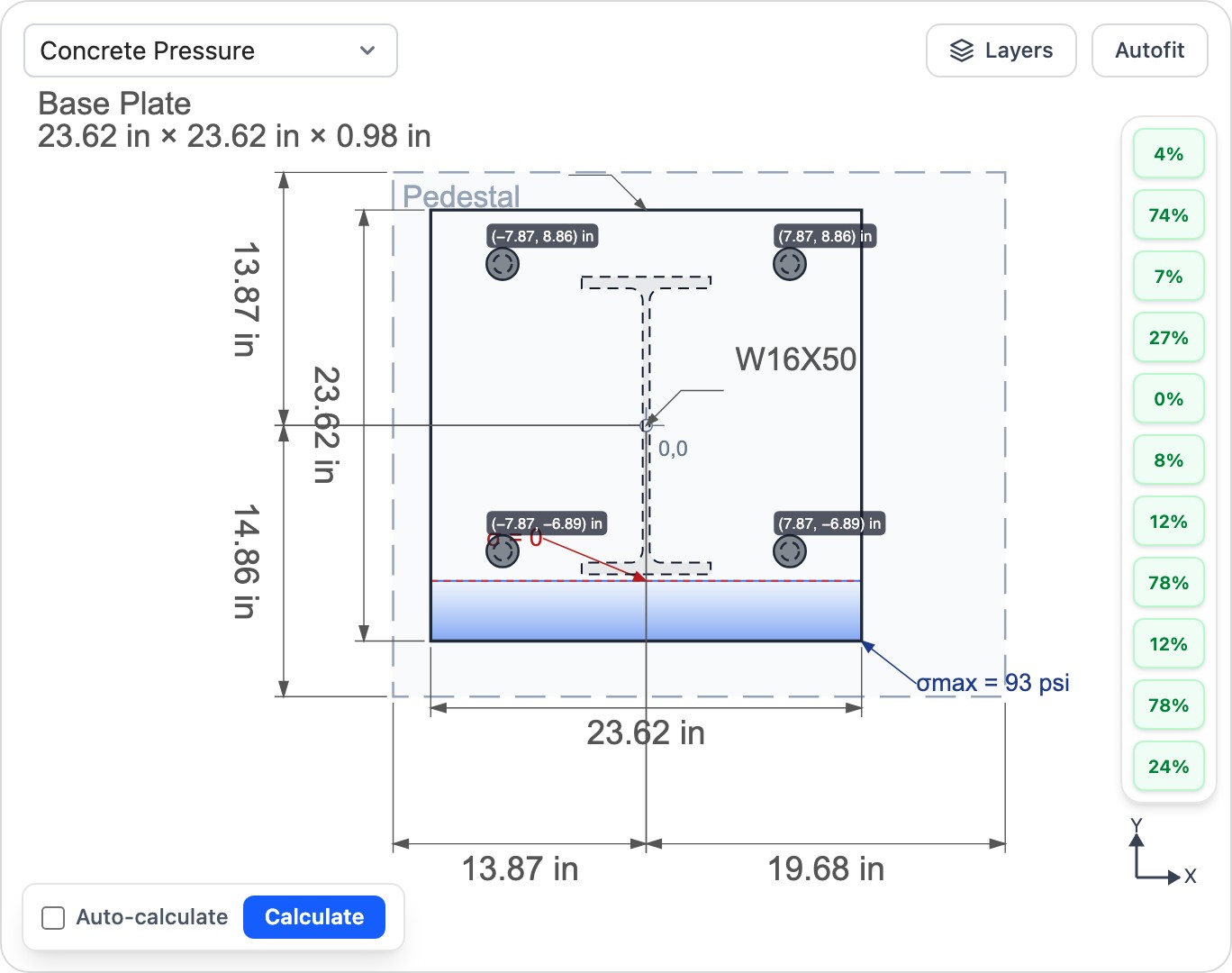 Steel Column Base Plate Design Calculator screenshot
