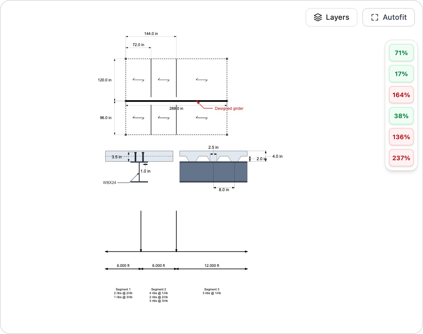 Steel Composite Beam Design Calculator (AISC 360-22) screenshot