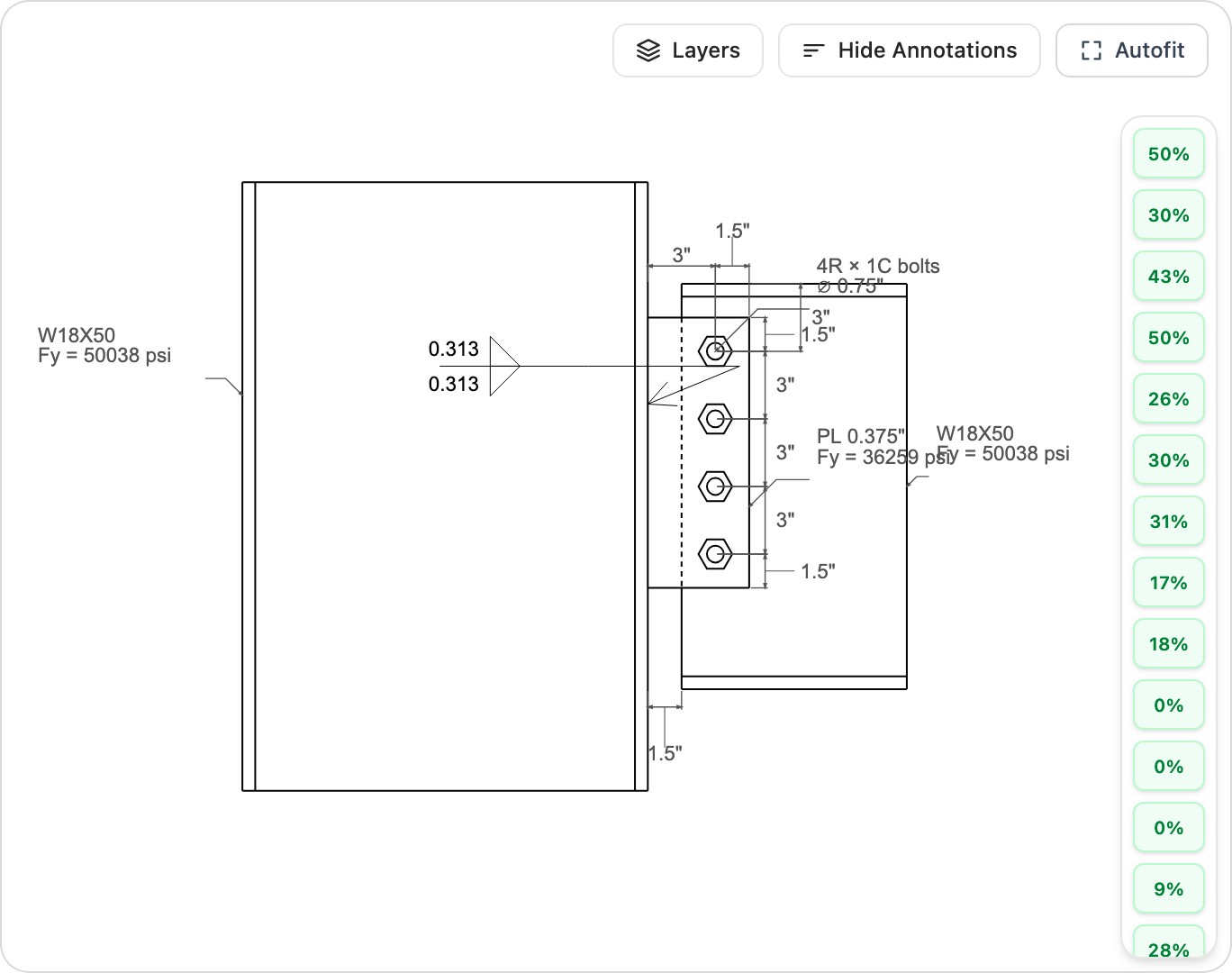 Extended Shear Plate Connection Calculator (AISC 360-16) screenshot