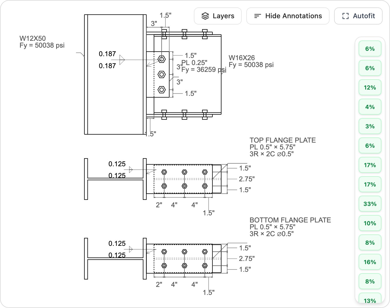 Flange-Plate Moment Connection Calculator (AISC 360-16) screenshot