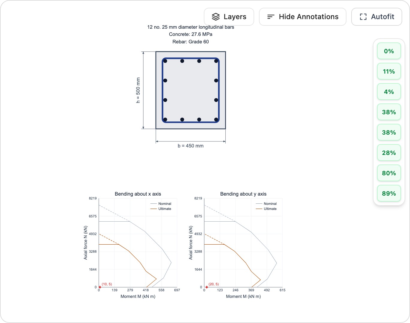 RC Column Design Calculator (ACI 318-19) screenshot