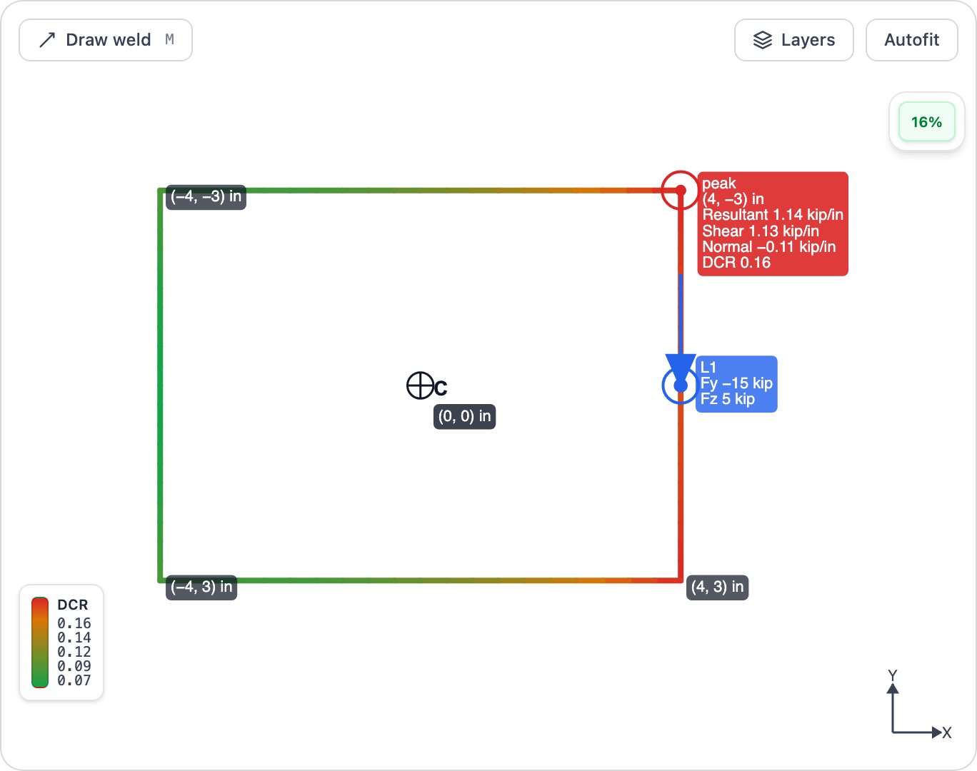 Weld Group Analysis Calculator screenshot